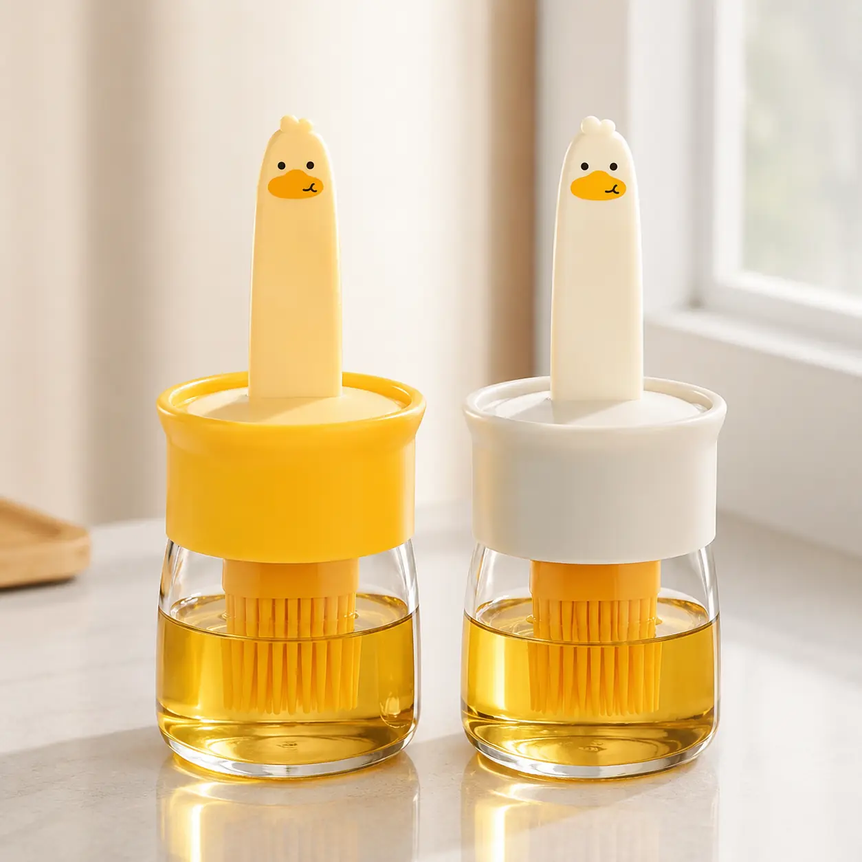 2-in-1 Oil Dispenser Bottle with Silicone Brush | Smart Cooking Oil Applicator (Pack of 2)